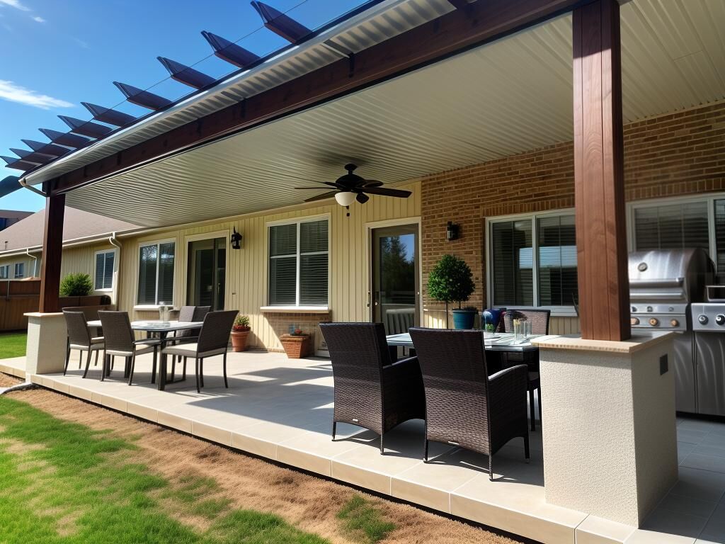 Custom Patio Builders in Houston, TX Custom patio builders in Houston installing a new patio cover