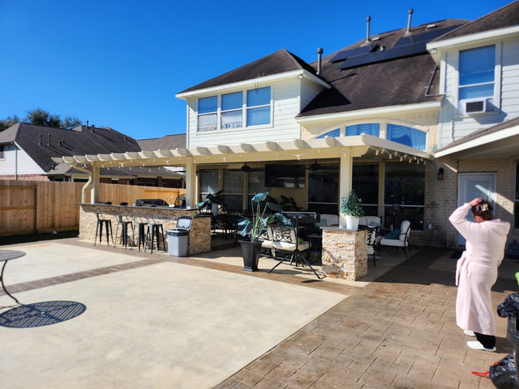 Covered patio built in Houston backyard attached to house Covered patio built in Houston backyard attached to house