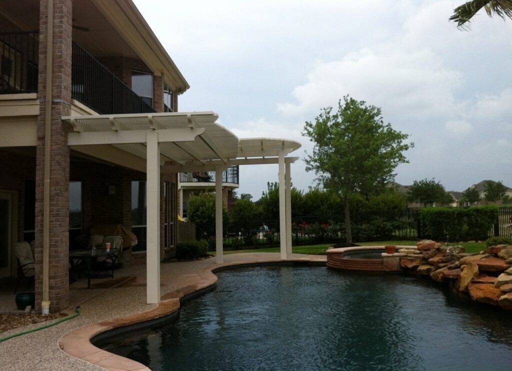 Poolside pergola made of aluminum in Sugar Land, TX